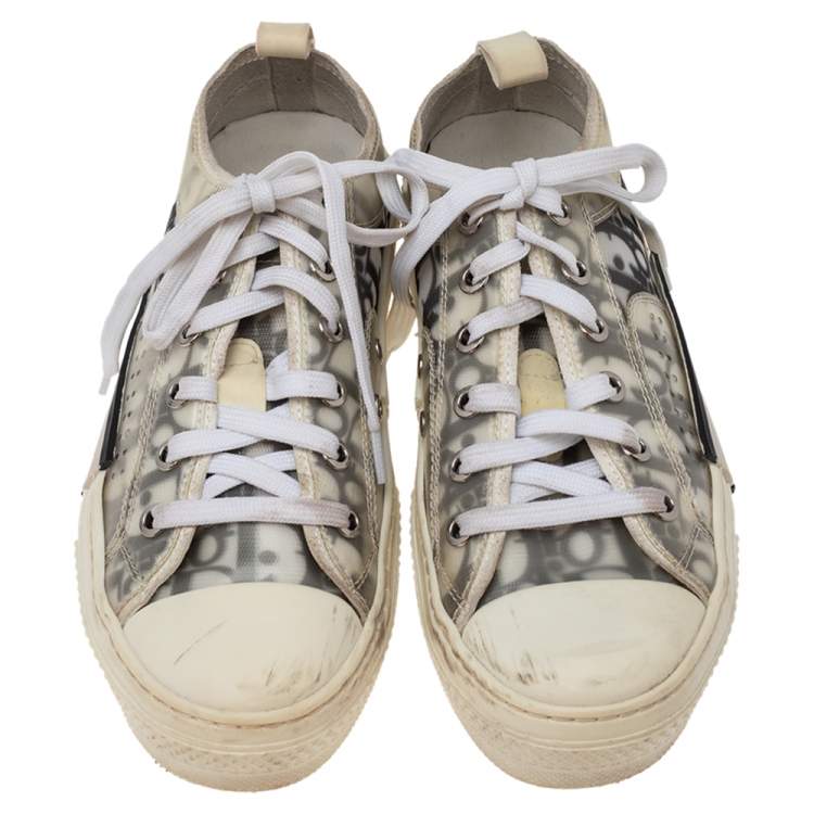 Pre Owned Dior Green/White Oblique Mesh B23 Low Top Sneakers Size 36