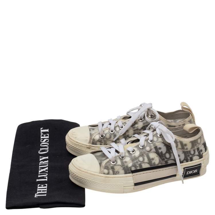 Pre Owned Dior Green/White Oblique Mesh B23 Low Top Sneakers Size 36