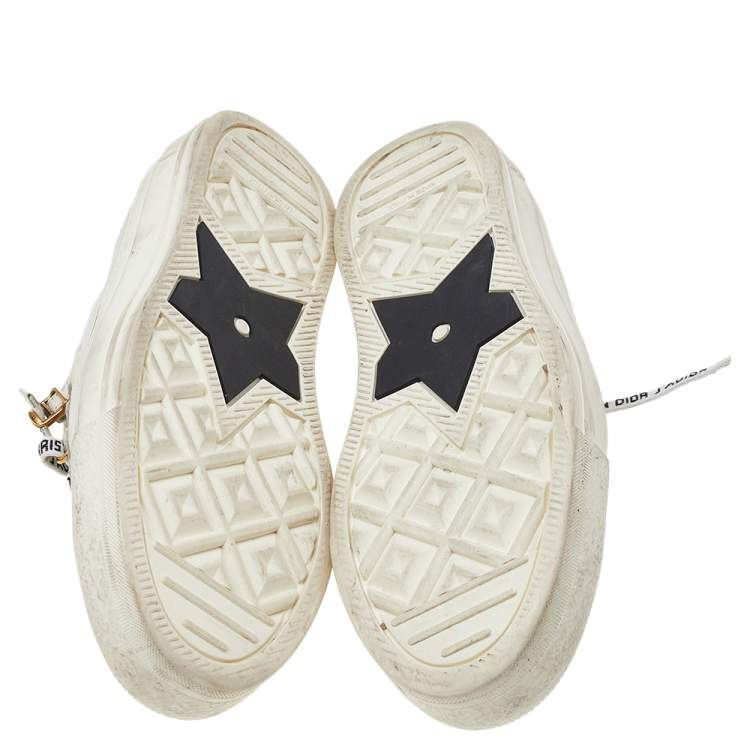 Pre Owned Dior White Canvas And Rubber Walk'n'Dior Low Top Sneakers Size 37.5