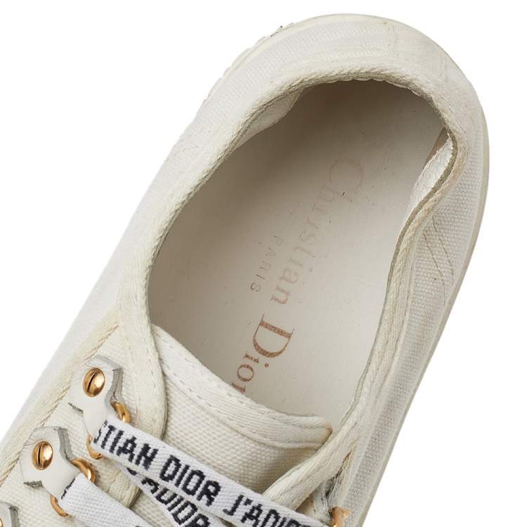 Pre Owned Dior White Canvas And Rubber Walk'n'Dior Low Top Sneakers Size 37.5