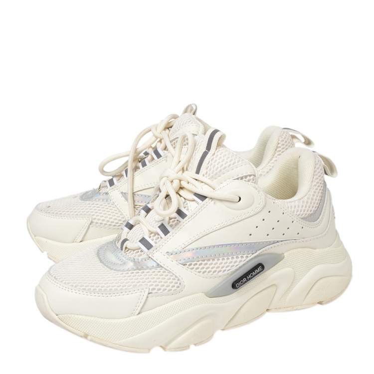 Pre Owned Dior Homme White Mesh And Leather B22 Low Top Sneakers Size 39