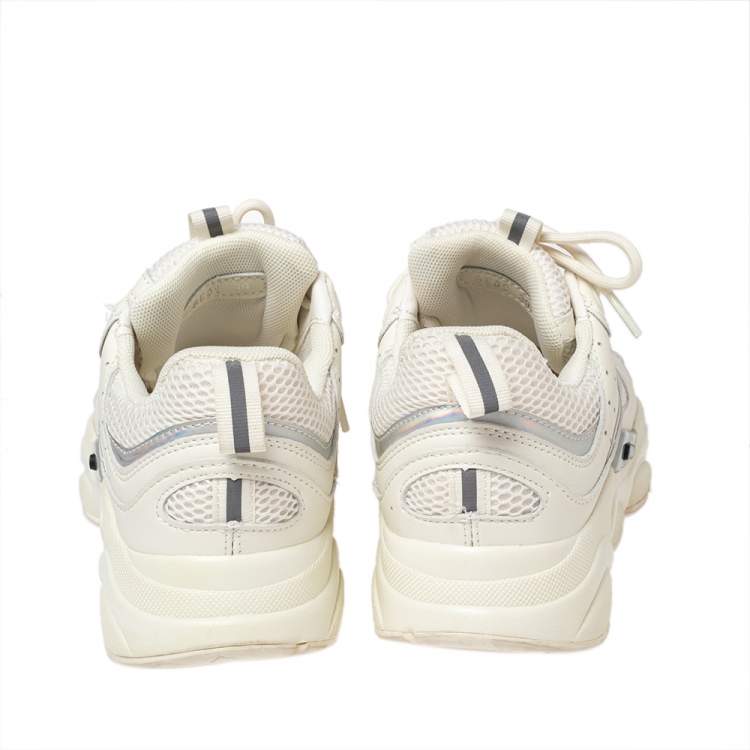Pre Owned Dior Homme White Mesh And Leather B22 Low Top Sneakers Size 39
