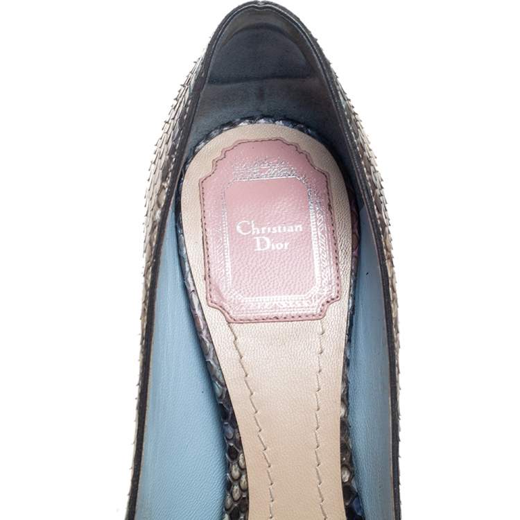 Pre Owned Dior Grey Python Leather Pointed Toe Pumps Size 36