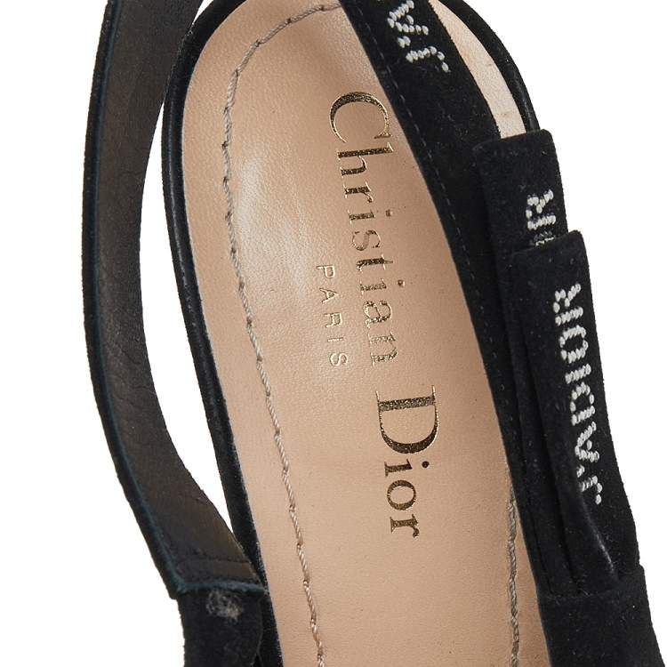 Pre Owned Dior Black Mesh And Suede J'adior Pointed Toe Slingback Sandals Size 39
