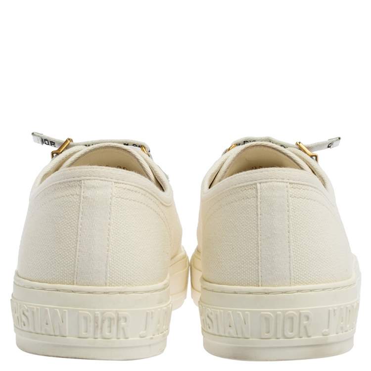 Pre Owned Dior White Canvas Walk'N'Dior Low Top Sneakers Size 39.5