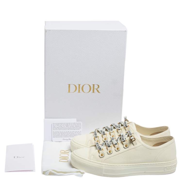 Pre Owned Dior White Canvas Walk'N'Dior Low Top Sneakers Size 39.5