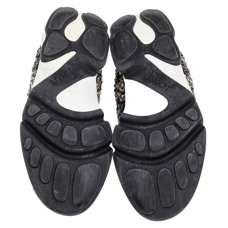 Pre Owned Dior Black Mesh Fusion Embellished Slip On Sneakers Size 40