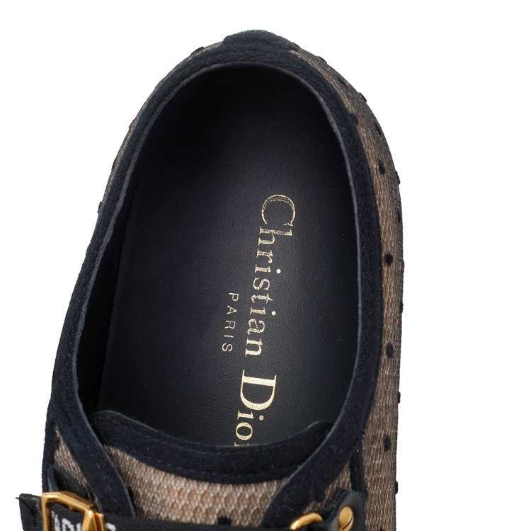 Pre Owned Dior Beige Polka Dot Mesh And Rubber Walk'n Dior Low Top Sneakers Size 37.5