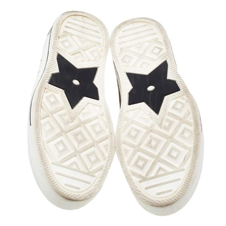 Pre Owned Dior Beige Polka Dot Mesh And Rubber Walk'n Dior Low Top Sneakers Size 37.5