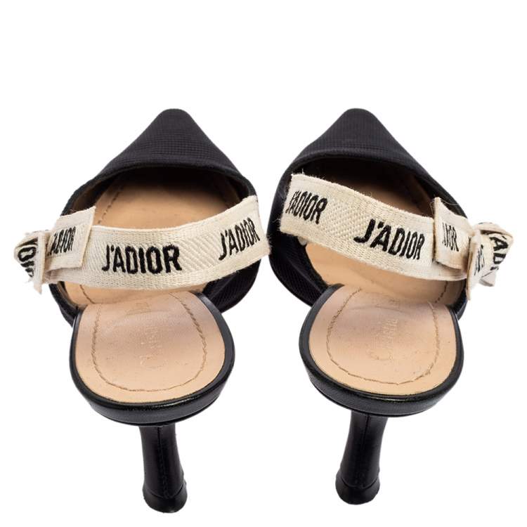 Pre Owned Dior Black Canvas J'Adior Pointed Toe Slingback Sandals Size 37