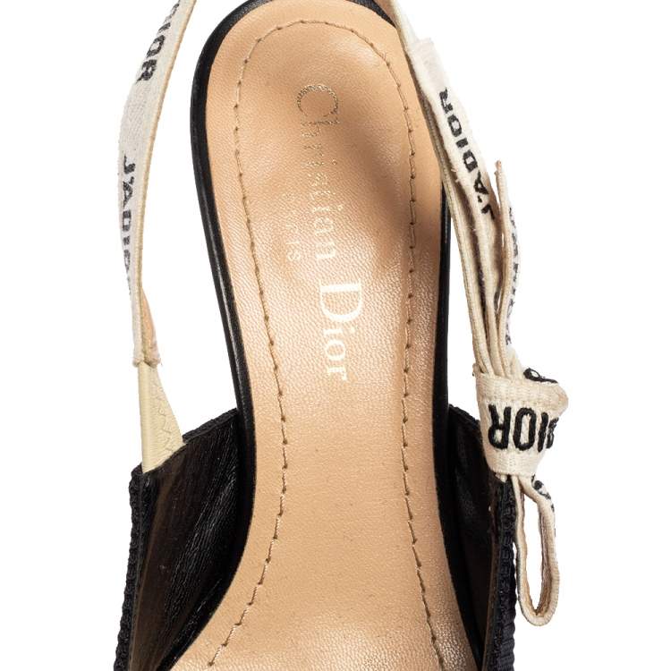 Pre Owned Dior Black Canvas J'Adior Pointed Toe Slingback Sandals Size 37