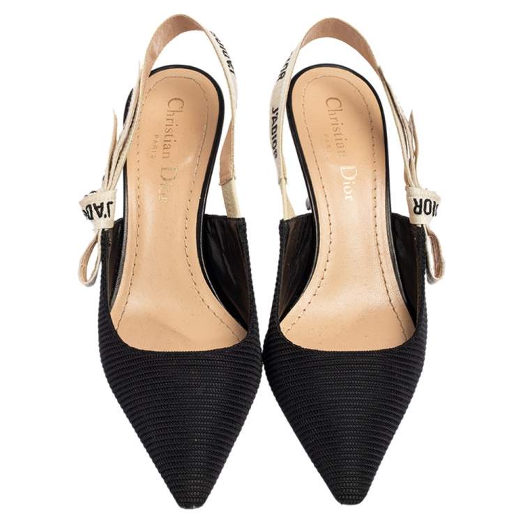 Pre Owned Dior Black Canvas J'Adior Pointed Toe Slingback Sandals Size 37