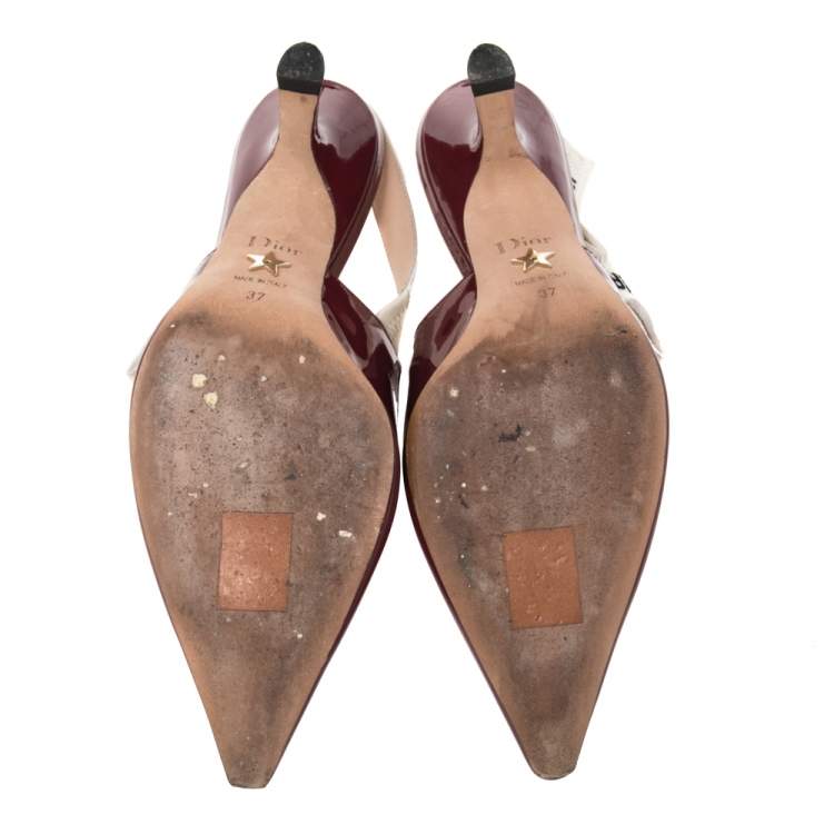 مملوكة مسبقًا Dior Burgundy Patent Leather J'Adior Slingback Pumps Size 37