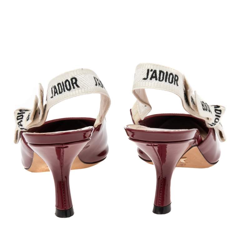 مملوكة مسبقًا Dior Burgundy Patent Leather J'Adior Slingback Pumps Size 37