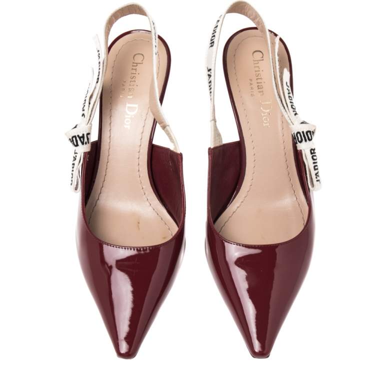 مملوكة مسبقًا Dior Burgundy Patent Leather J'Adior Slingback Pumps Size 37