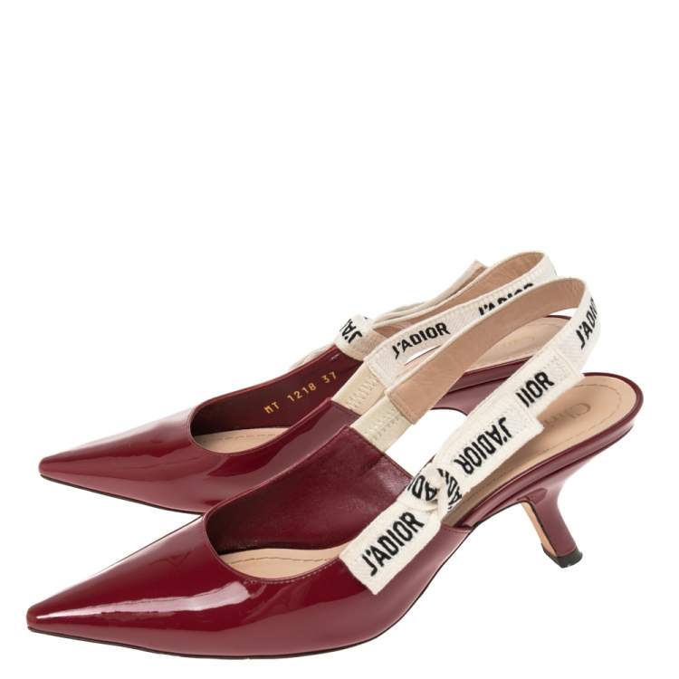 مملوكة مسبقًا Dior Burgundy Patent Leather J'Adior Slingback Pumps Size 37