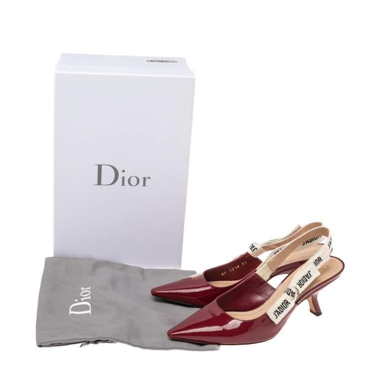 مملوكة مسبقًا Dior Burgundy Patent Leather J'Adior Slingback Pumps Size 37