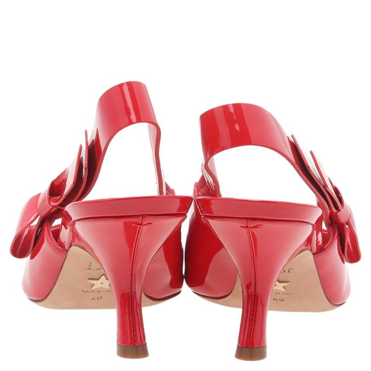 Pre Owned Dior Red Patent Leather Slingback Sandals Size 40