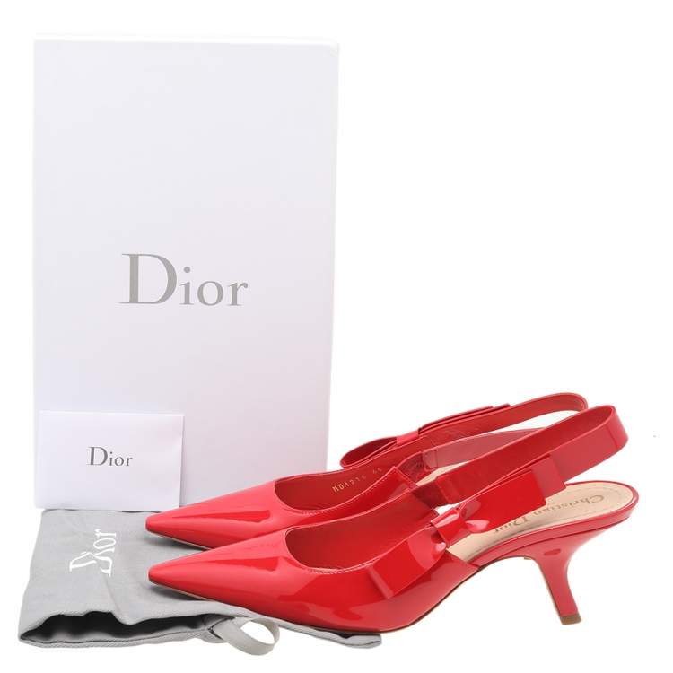Pre Owned Dior Red Patent Leather Slingback Sandals Size 40