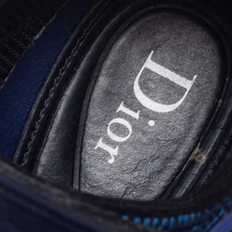 Pre Owned Dior Blue Crystal And Sequins Embellished Fabric Fusion Sneakers Size 36.5