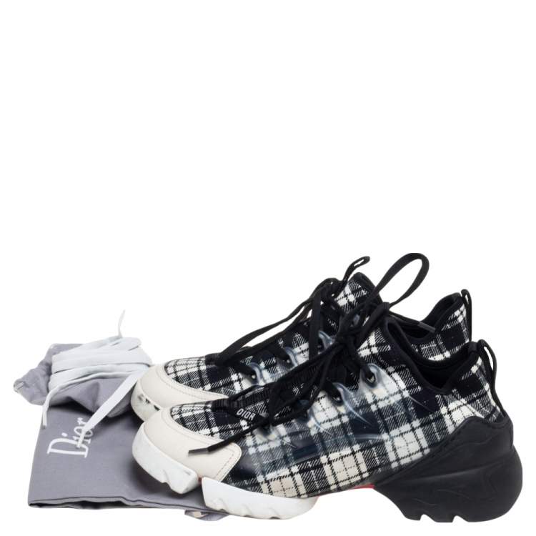 Pre Owned Dior Black/White  PVC and Leather D-Connect Low Top Sneakers Size 37
