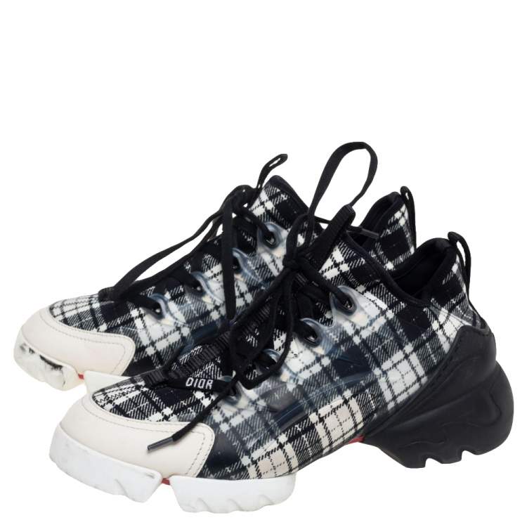 Pre Owned Dior Black/White  PVC and Leather D-Connect Low Top Sneakers Size 37