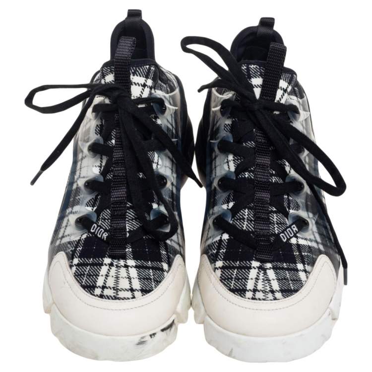 Pre Owned Dior Black/White  PVC and Leather D-Connect Low Top Sneakers Size 37
