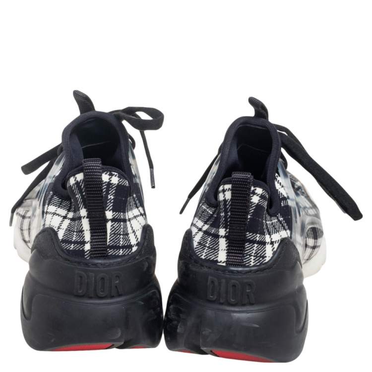 Pre Owned Dior Black/White  PVC and Leather D-Connect Low Top Sneakers Size 37