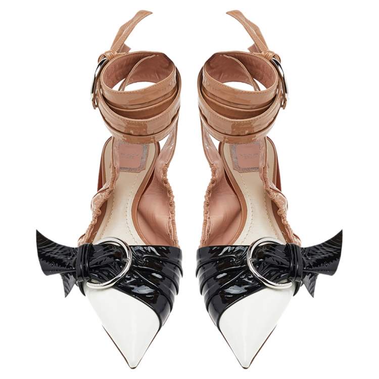 Pre Owned Dior Tri Color Patent Leather Conquest Ankle Wrap Sandals Size 40
