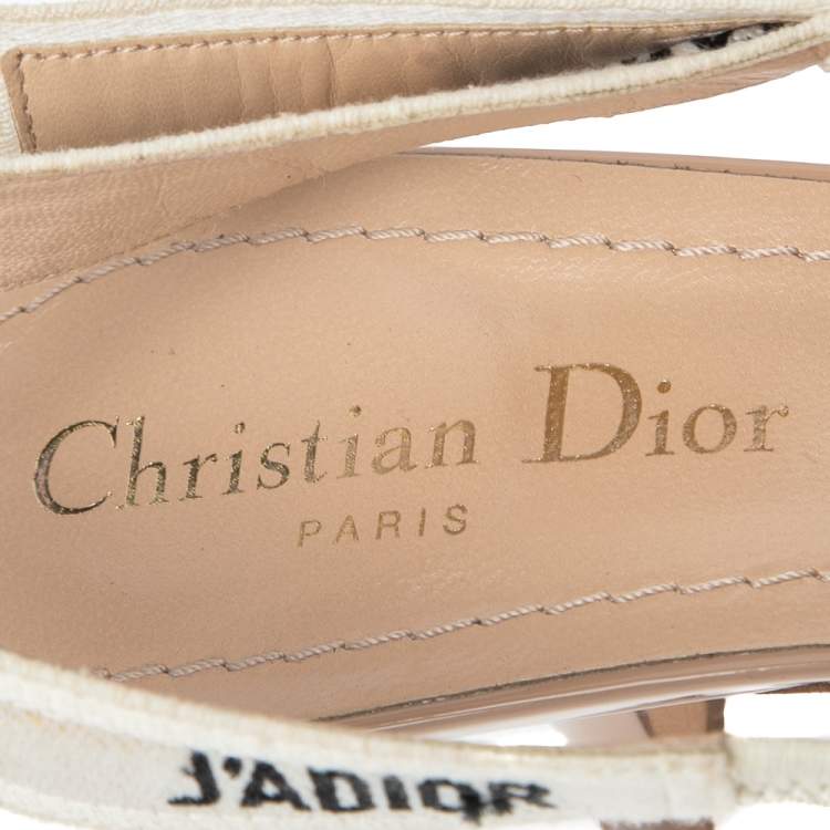 Pre Owned Dior Beige Patent Leather J'adior Slingback Pumps Size 38