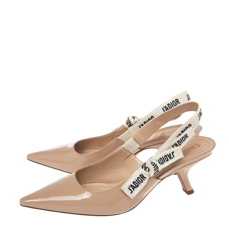 Pre Owned Dior Beige Patent Leather J'adior Slingback Pumps Size 38