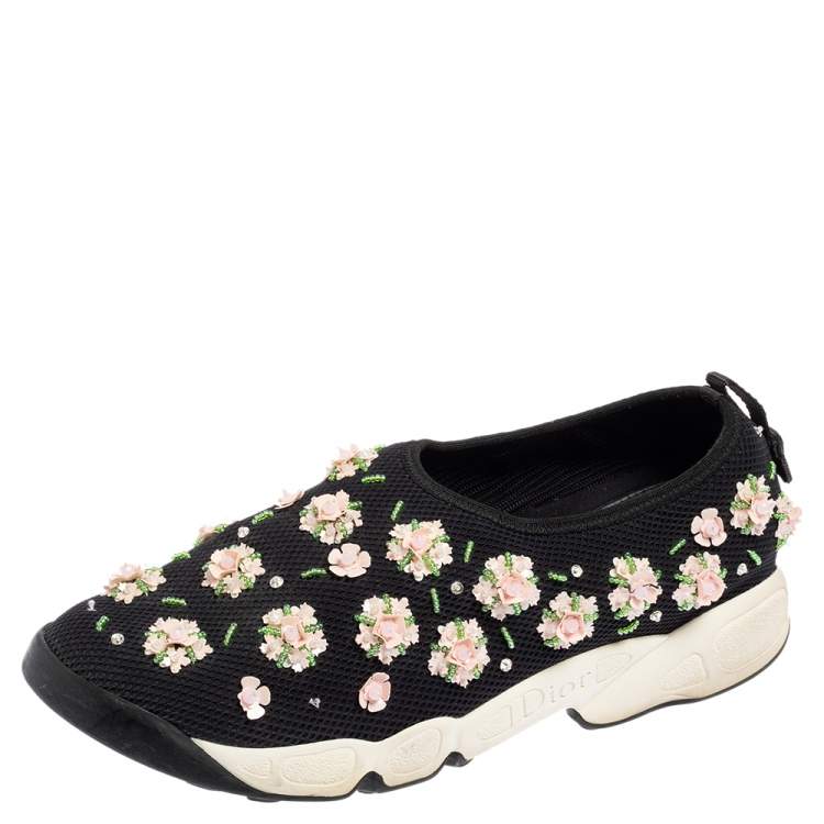 Pre Owned Dior Black Mesh Fusion Embellished Sneakers Size 39.5