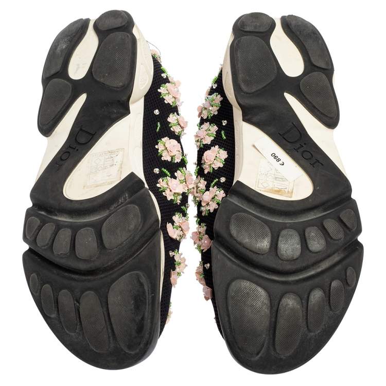 Pre Owned Dior Black Mesh Fusion Embellished Sneakers Size 39.5
