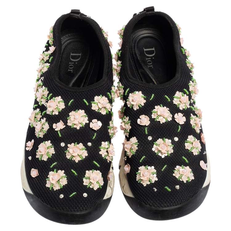 Pre Owned Dior Black Mesh Fusion Embellished Sneakers Size 39.5