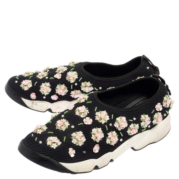 Pre Owned Dior Black Mesh Fusion Embellished Sneakers Size 39.5