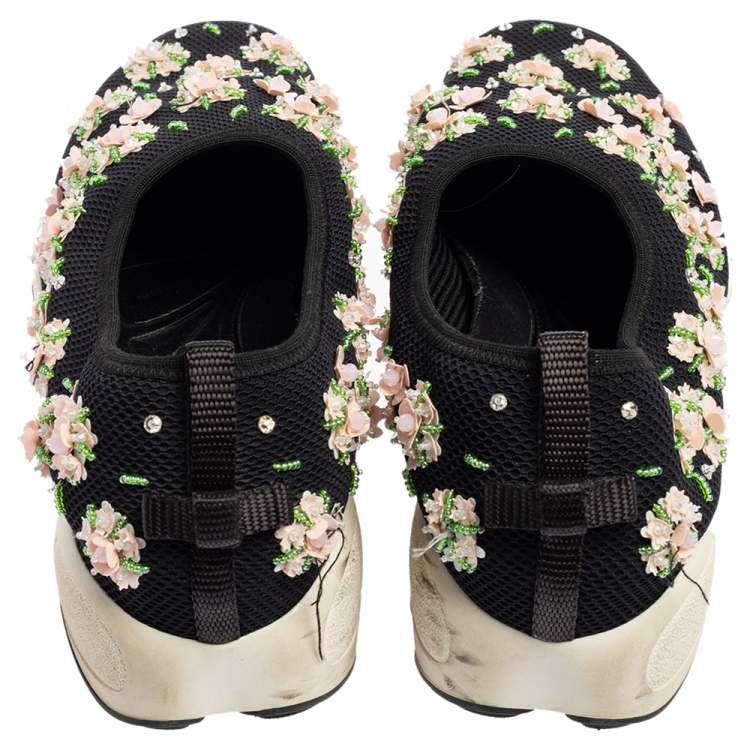 Pre Owned Dior Black Mesh Fusion Embellished Sneakers Size 39.5