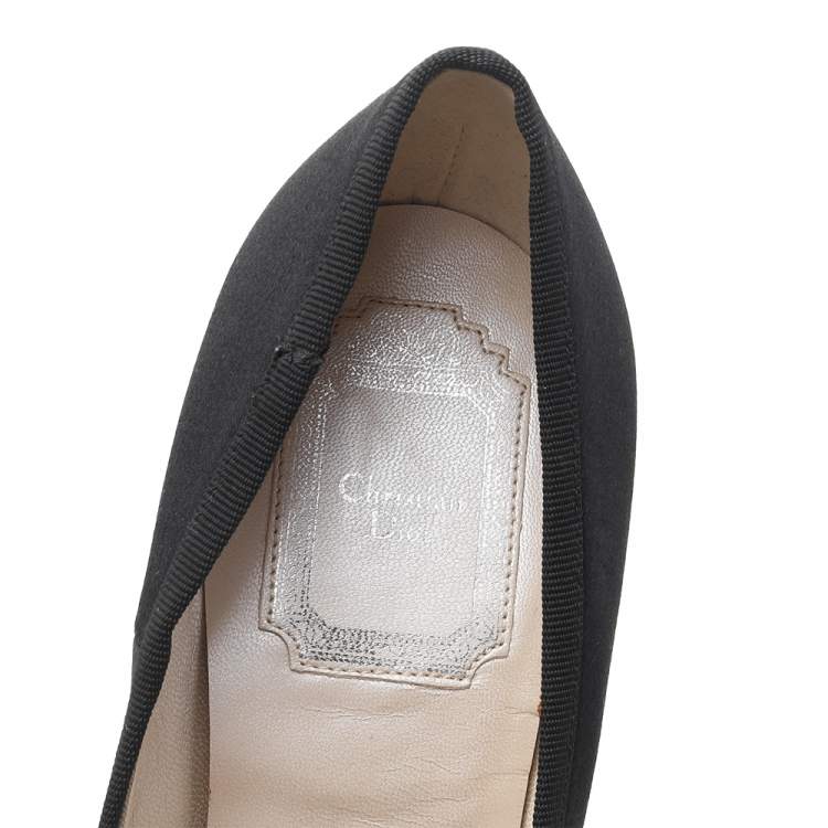Pre Owned Dior Black Satin Diamond Escarpin Pumps Size 36.5