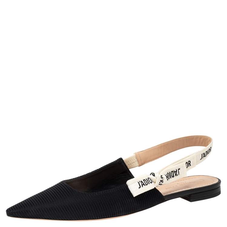 Pre Owned Dior Black Fabric J'Adior Slingback Pointed Toe Flat Sandals Size 42