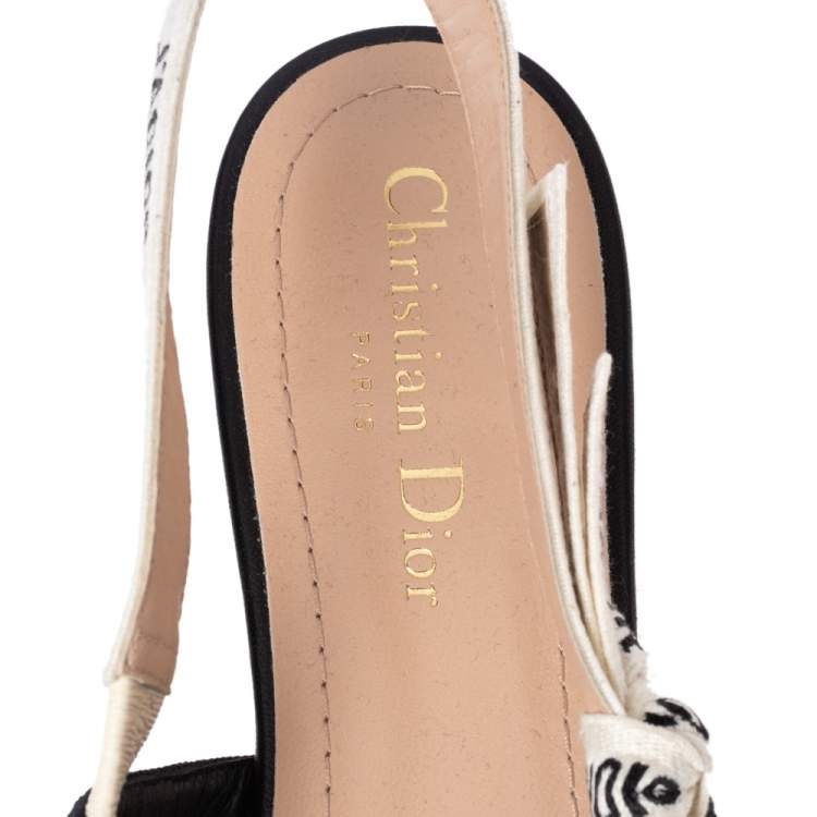 Pre Owned Dior Black Fabric J'Adior Slingback Pointed Toe Flat Sandals Size 42