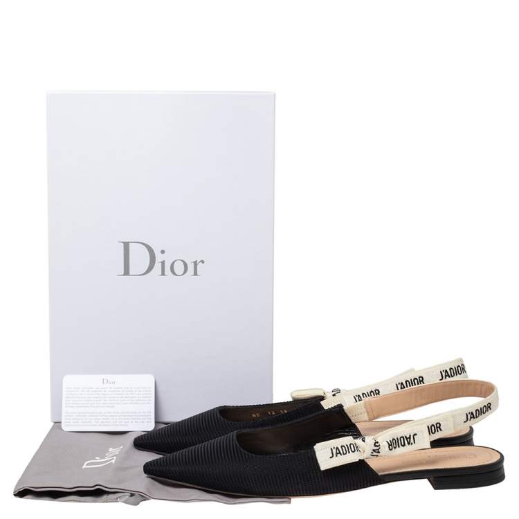 Pre Owned Dior Black Fabric J'Adior Slingback Pointed Toe Flat Sandals Size 42