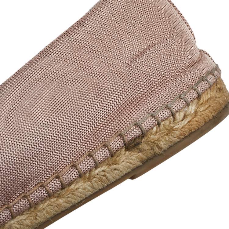 Pre Owned Dior Pink Canvas Embellished Espadrille Ballet Flats Size 40