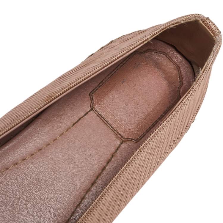 Pre Owned Dior Pink Canvas Embellished Espadrille Ballet Flats Size 40