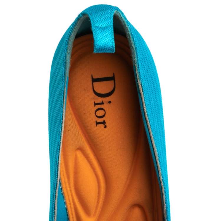 Pre Owned Dior Blue Canvas Pointed Toe Pumps Size 39
