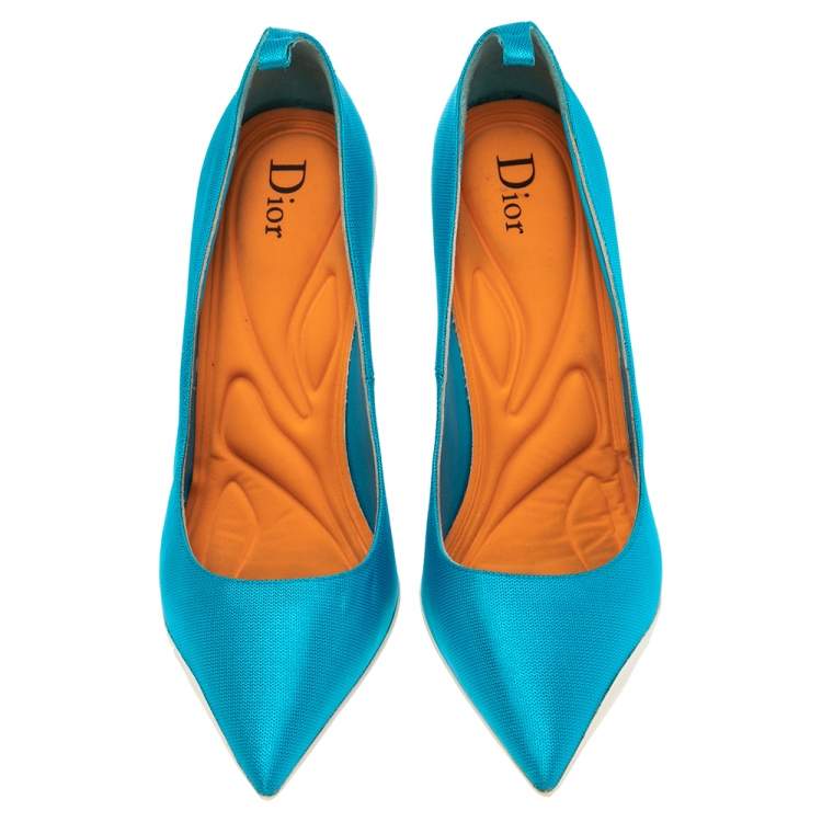 Pre Owned Dior Blue Canvas Pointed Toe Pumps Size 39