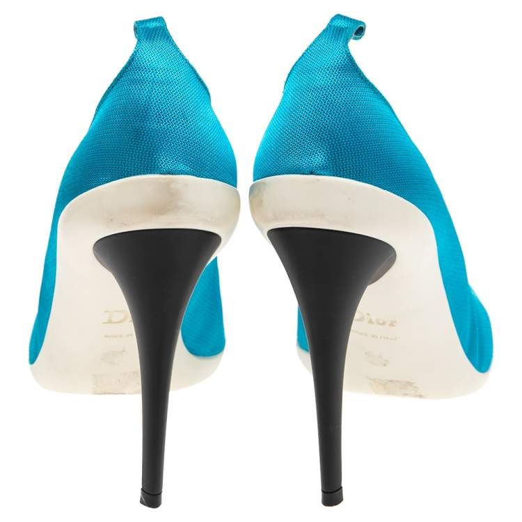 Pre Owned Dior Blue Canvas Pointed Toe Pumps Size 39