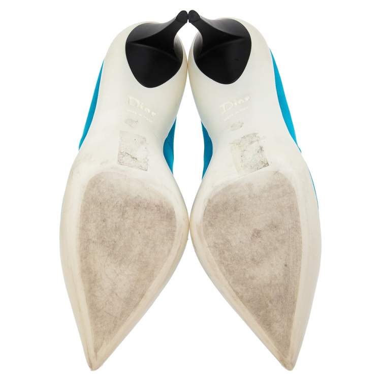 Pre Owned Dior Blue Canvas Pointed Toe Pumps Size 39