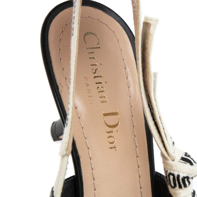 Pre Owned Dior Black Leather J'Adior Pointed Toe Slingback Sandals Size 37