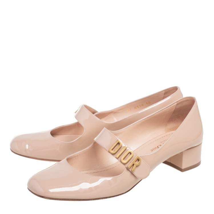 Pre Owned Dior Nude Patent Leather Baby-D Mary Jane Pumps Size 40