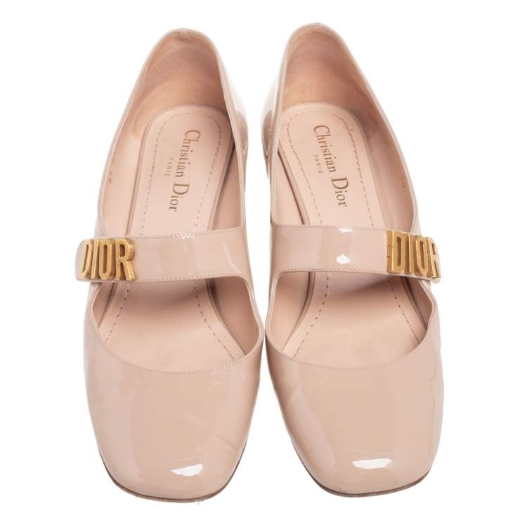 Pre Owned Dior Nude Patent Leather Baby-D Mary Jane Pumps Size 40
