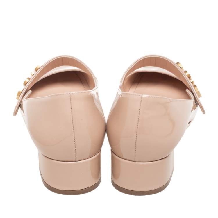 Pre Owned Dior Nude Patent Leather Baby-D Mary Jane Pumps Size 40
